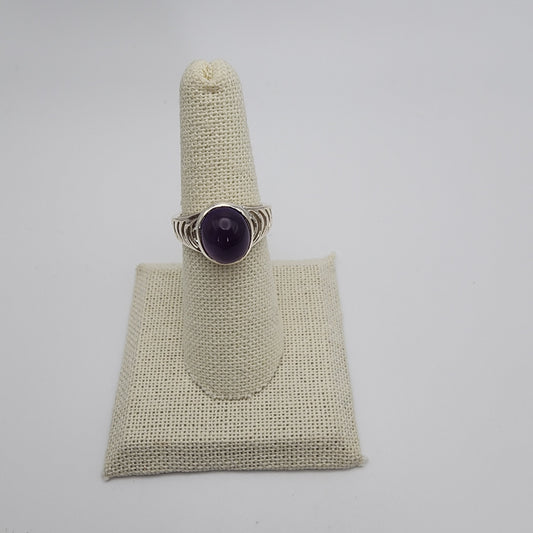 SS Smooth Amethyst Ring