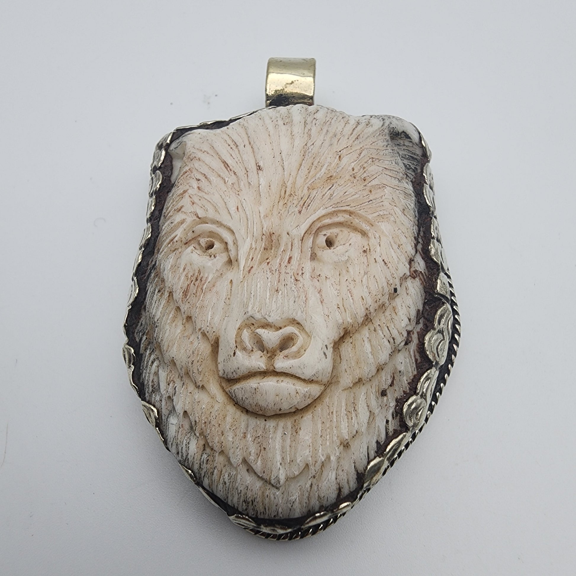 SS Bear Carved Pendant