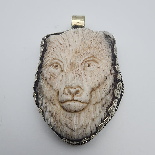 SS Bear Carved Pendant