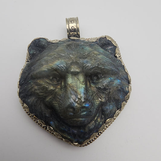 SS Labradorite Bear Pendant