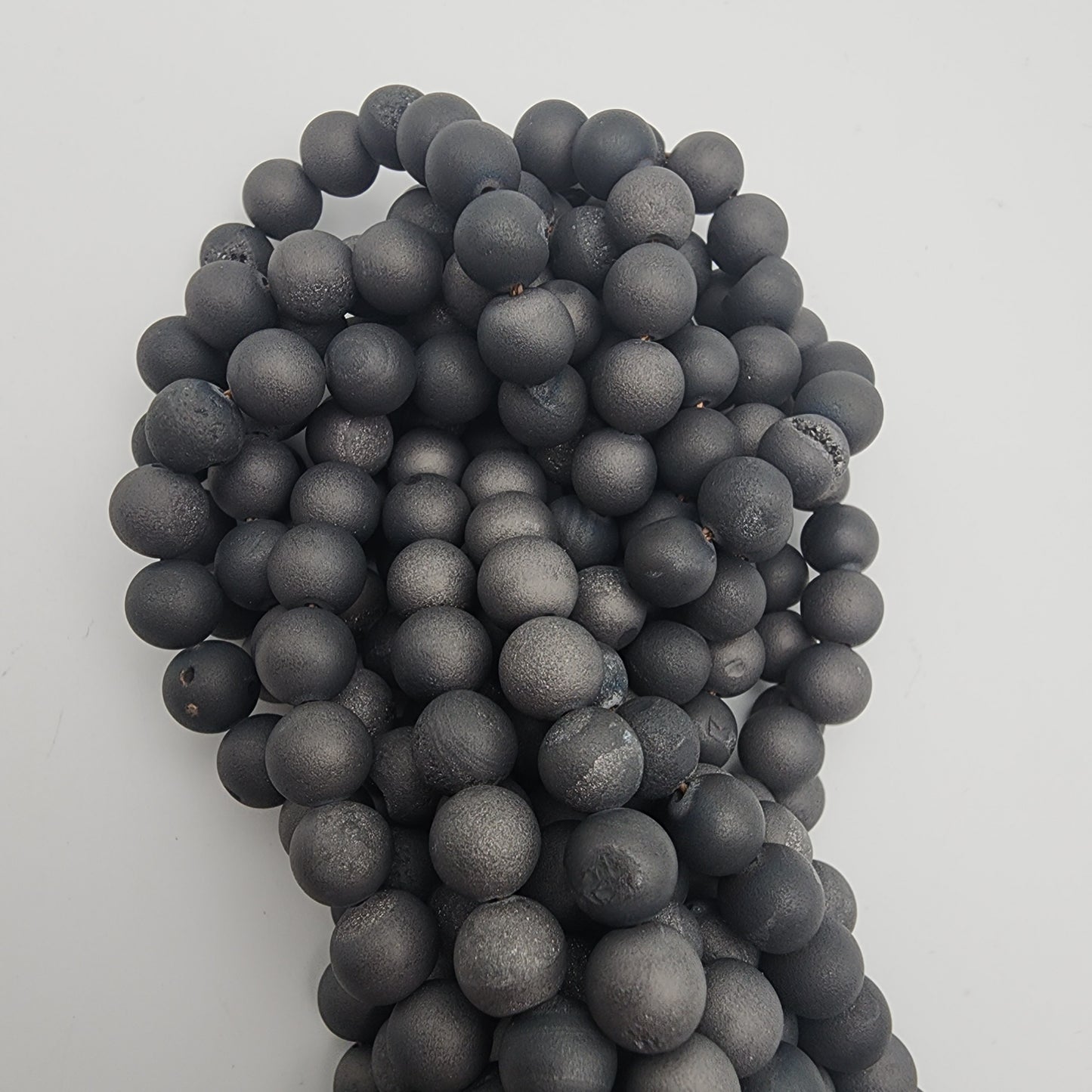 8mm Black Druzy Agate