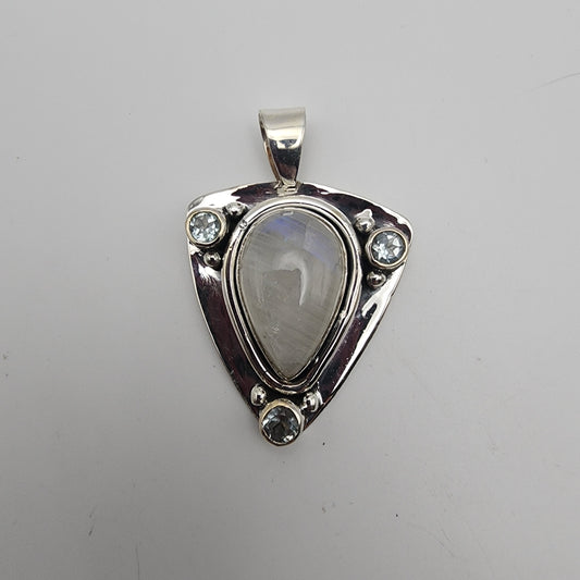 SS Moonstone and Aquamarine Pendant