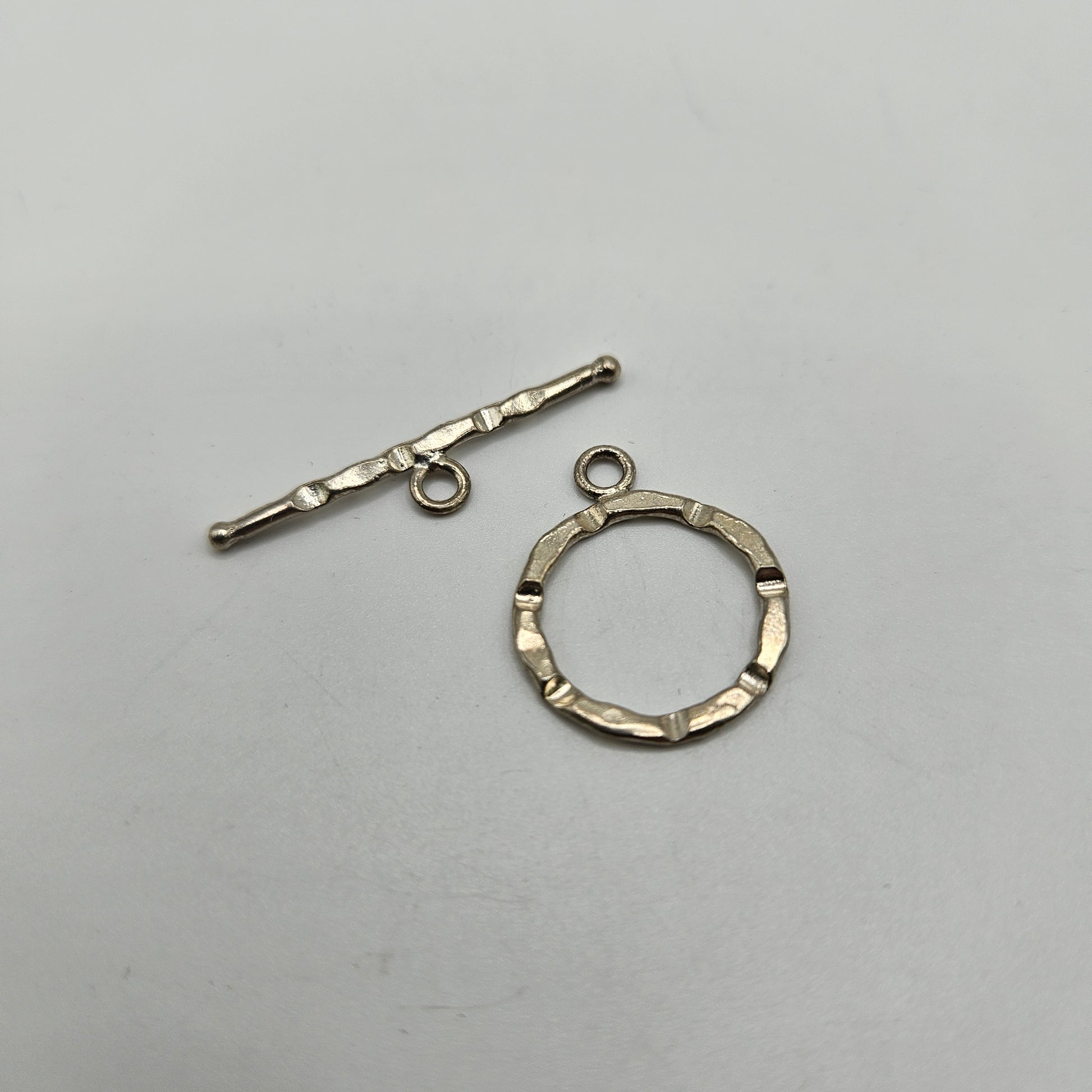 16mm Sterling Silver Hammered Toggle Clasp.