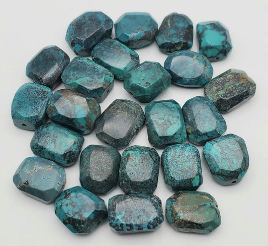 16mm Turquoise Square Faceted Single.