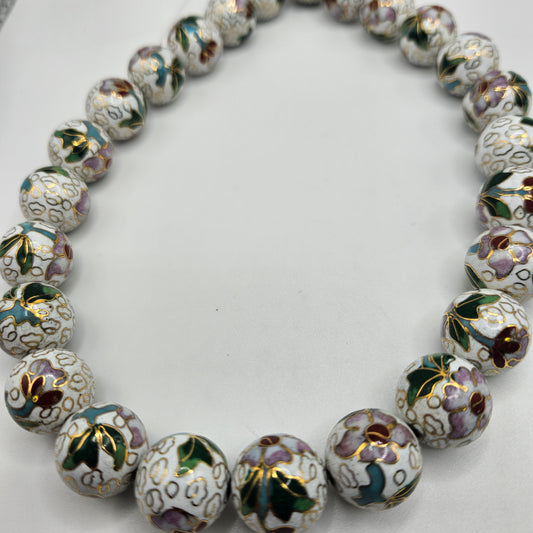 16mm White Floral Metal Beads.