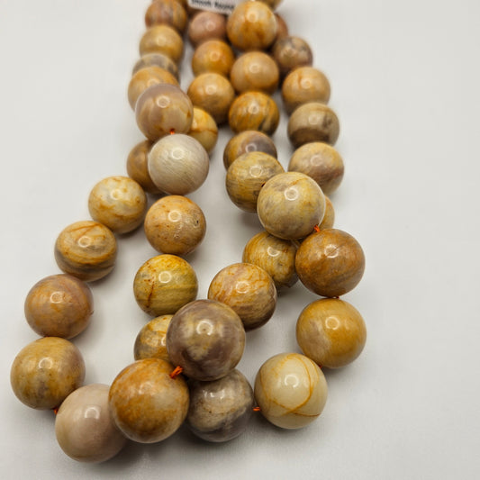 16mm Yellow Moonstone Round Bead Strand.