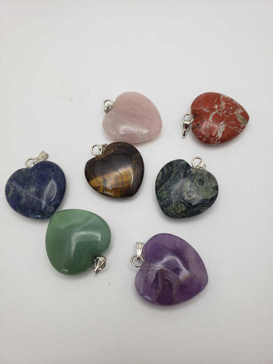 Assorted Gemstone Heart Pendant