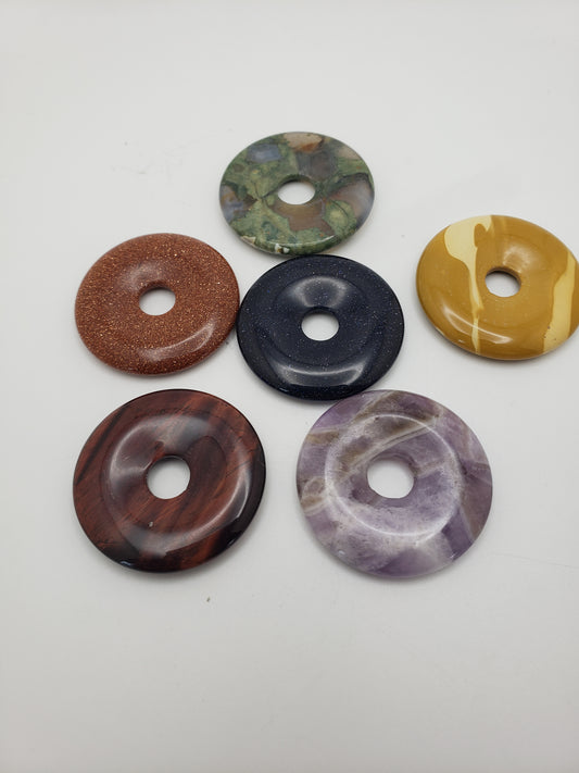 Assorted Gemstone Donut Pendant