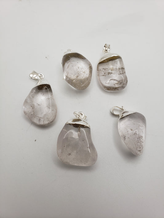 Clear Tumbled Quartz Pendant