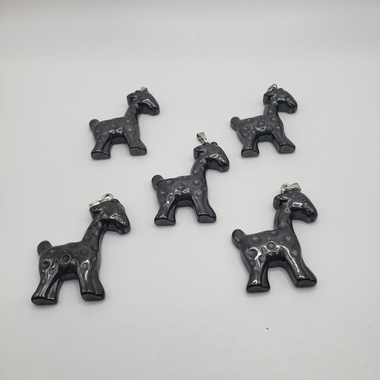 Hematite Giraffe Pendant