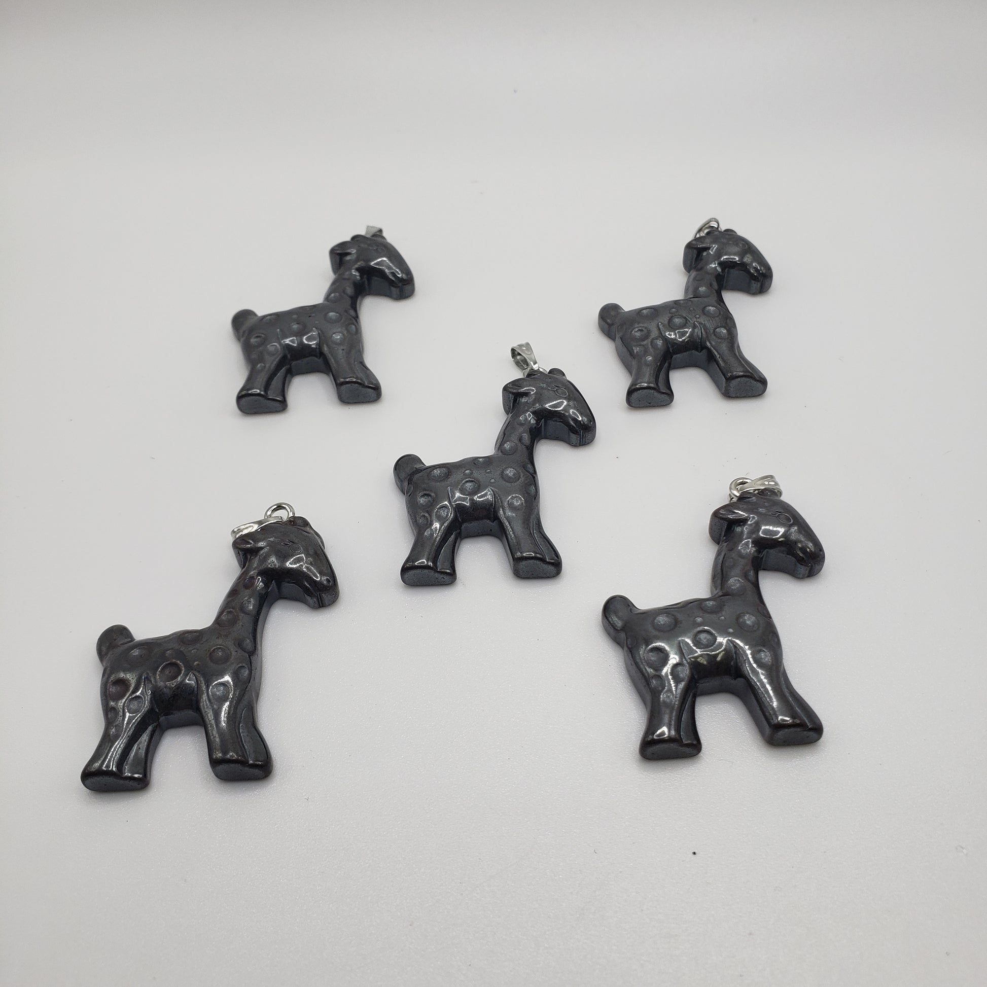 Hematite Giraffe Pendant