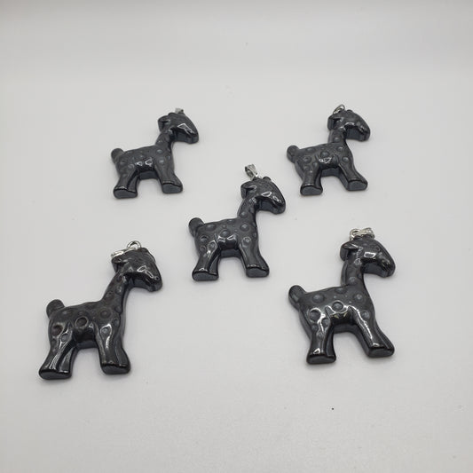 Hematite Giraffe Pendant