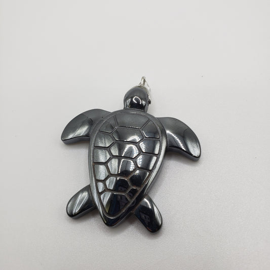 Hematite Turtle Pendant