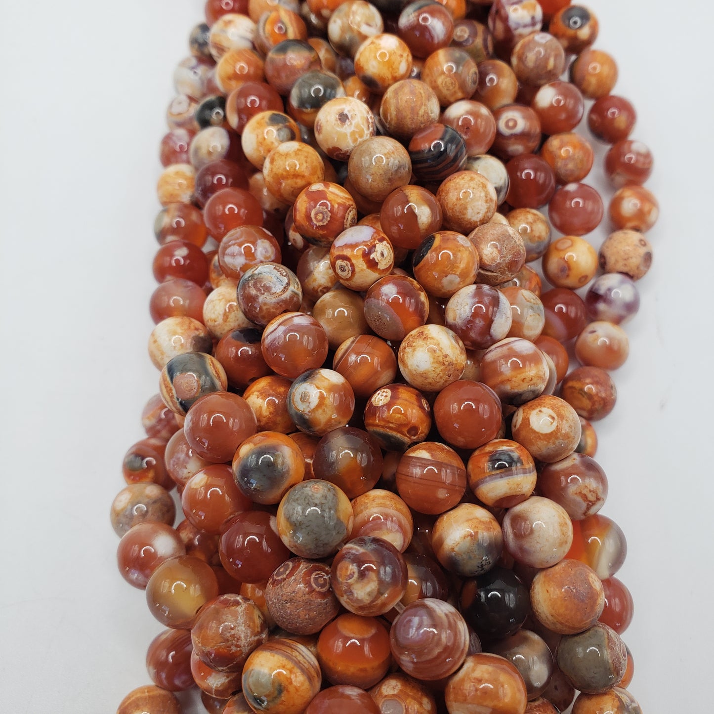 8mm Red Variegated Agate