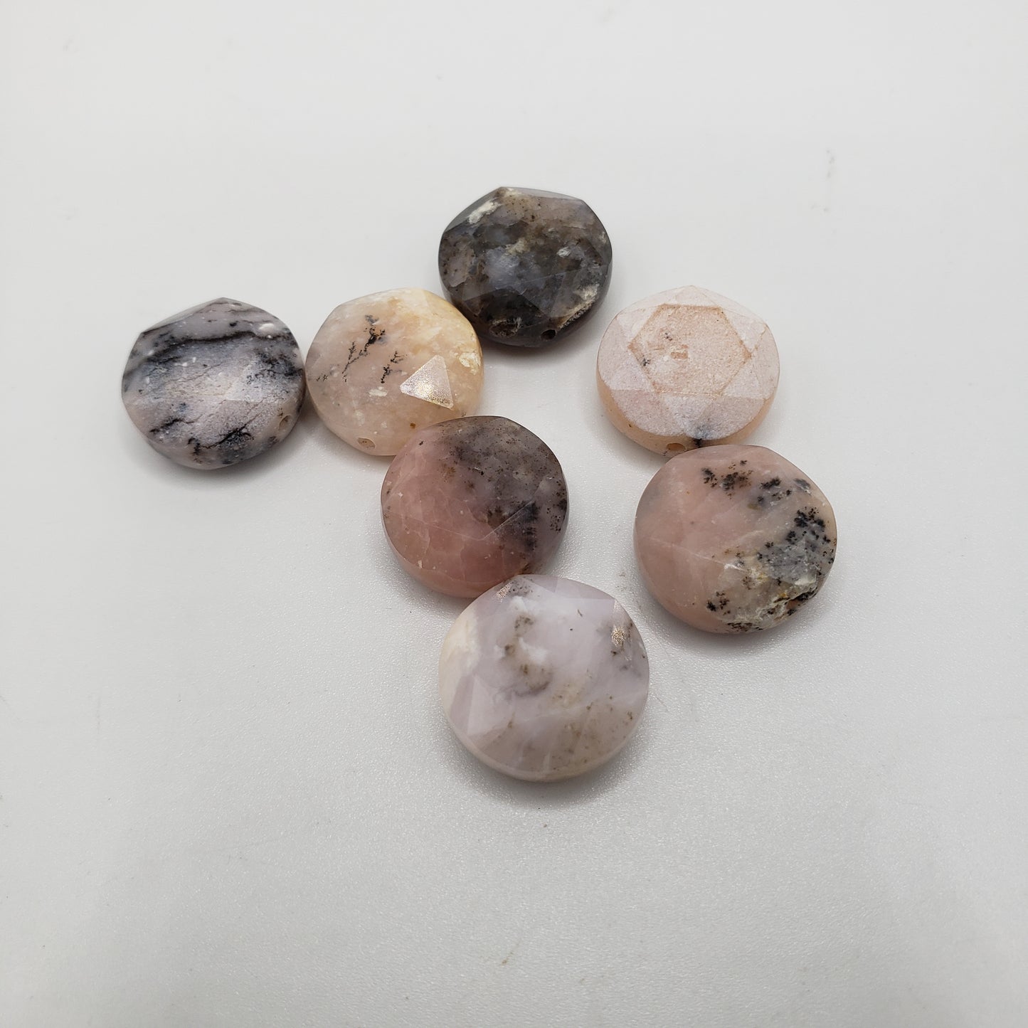 Pink Peru Opal Coin Single