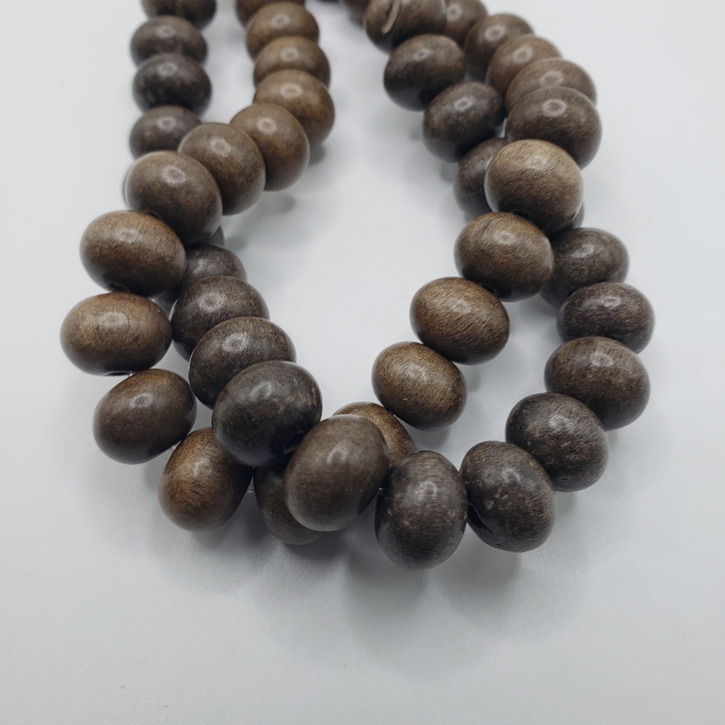 8mm Flattened Round Tan Wood Beads