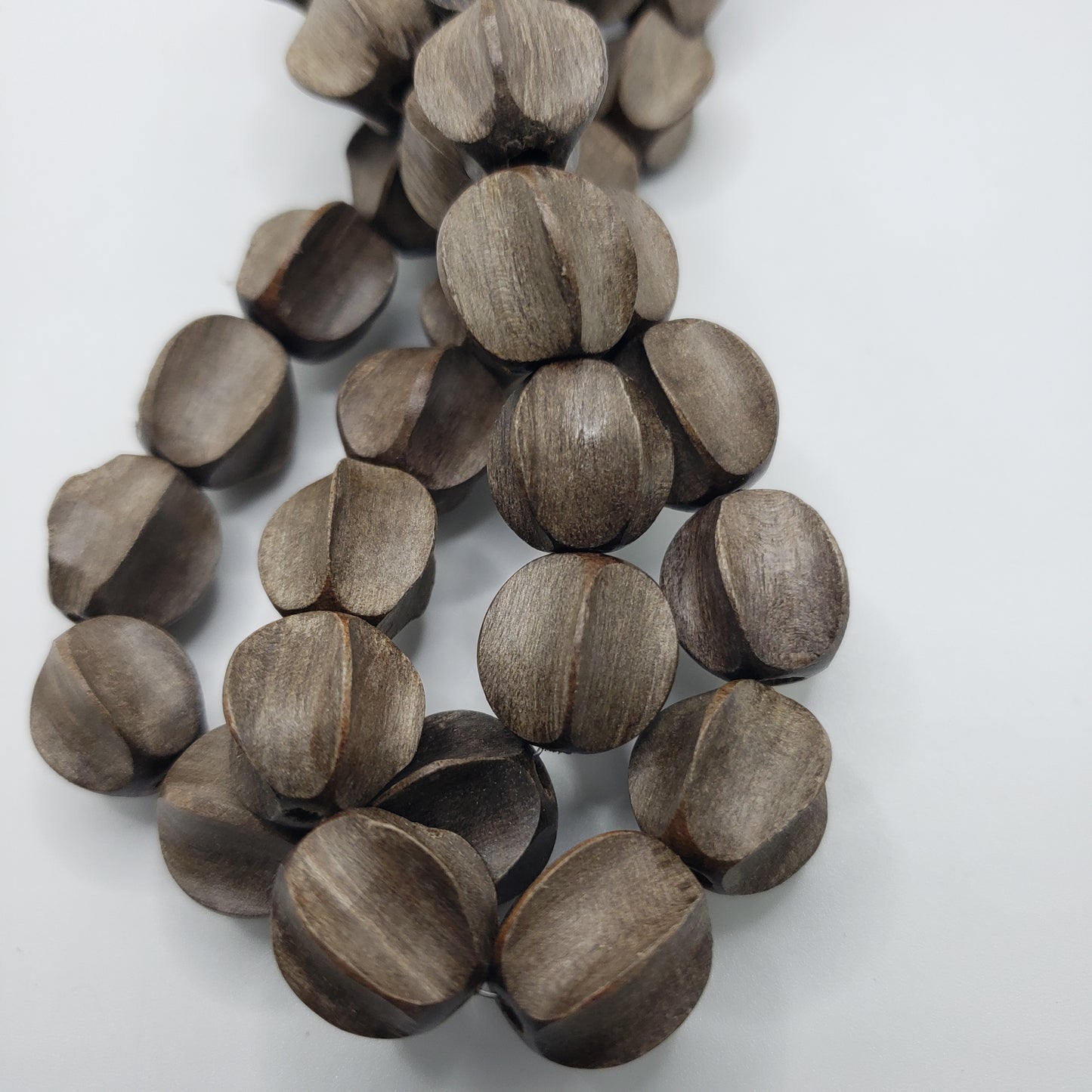 9mm Funky Round Grey Wood Beads