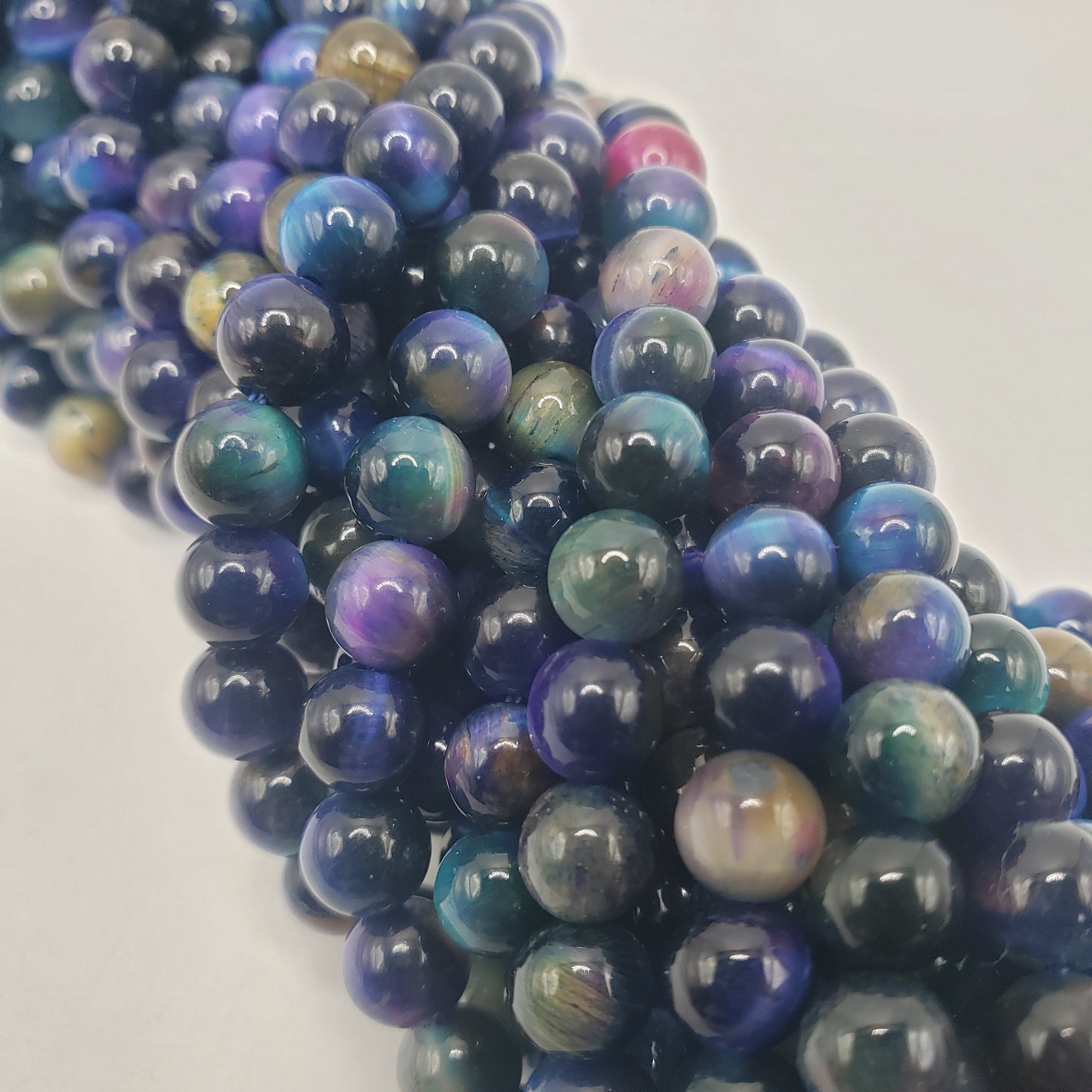 6mm Blue Galexy Tiger Eye Dyed