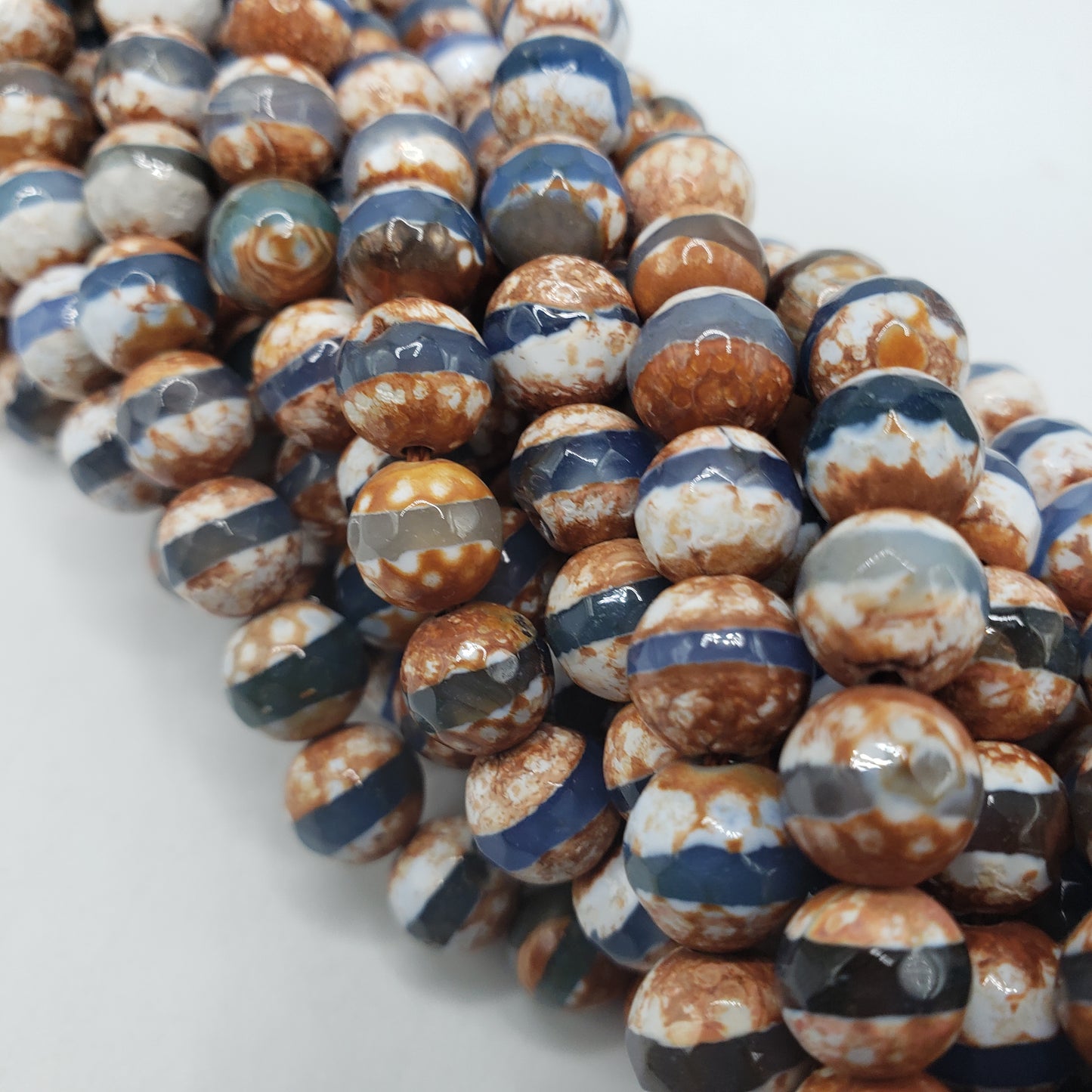 8mm Orange + Blue Tibet Agate