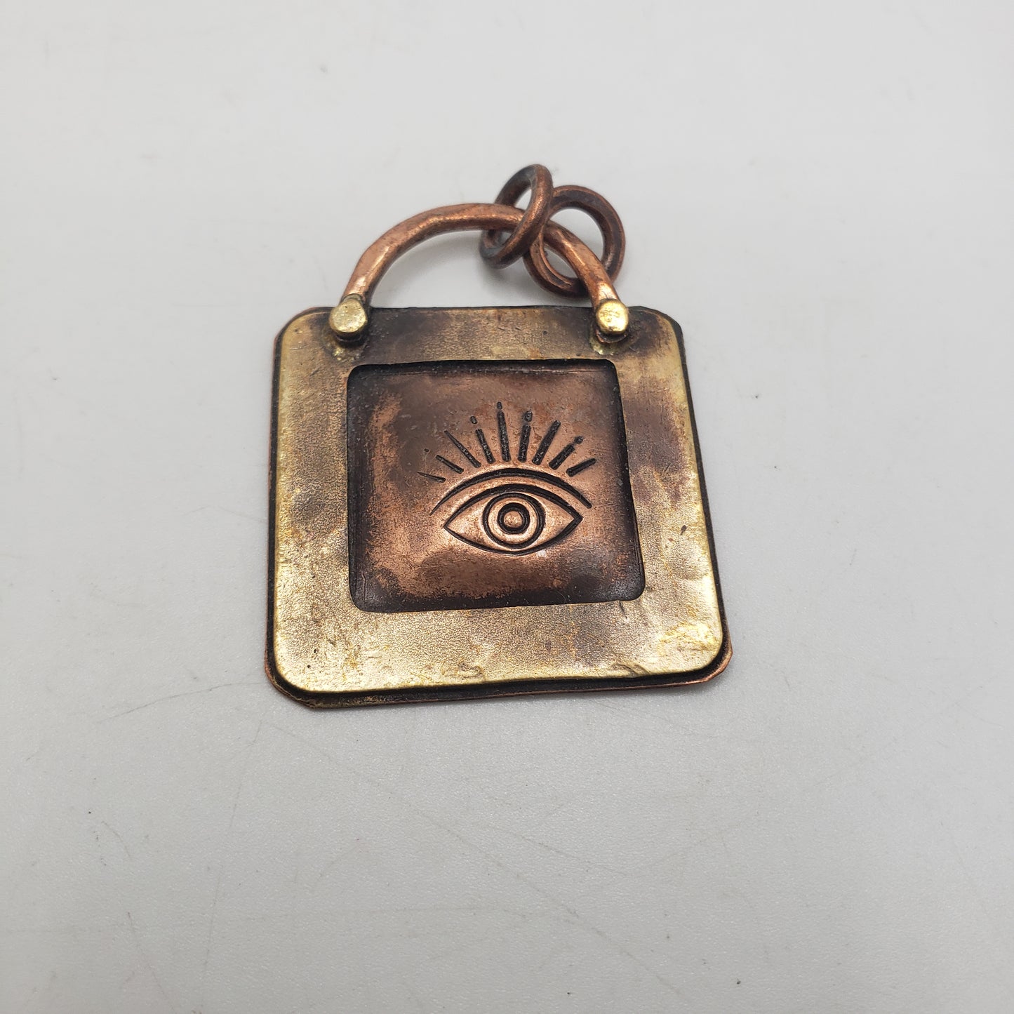 Handmade Copper Square Pendant Eye Stamp