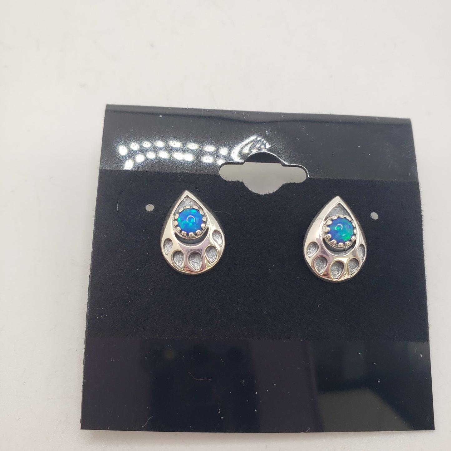 SS Blue Opal Bear Paw Earrings 18.99