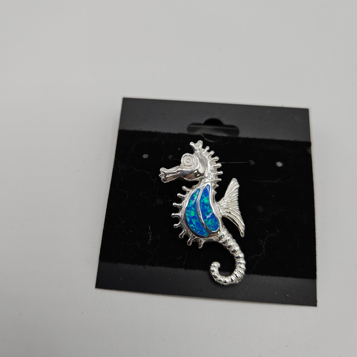 SS Blue Opal Seahorse Pendant 56.99