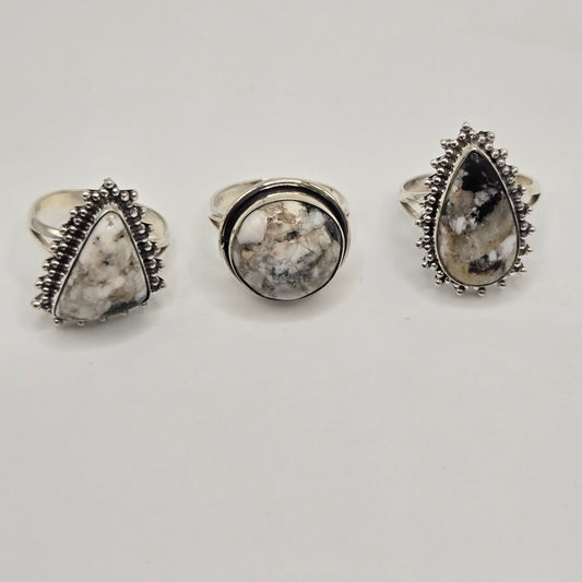 SS White Buffalo Turquoise Ring Assorted 46.99