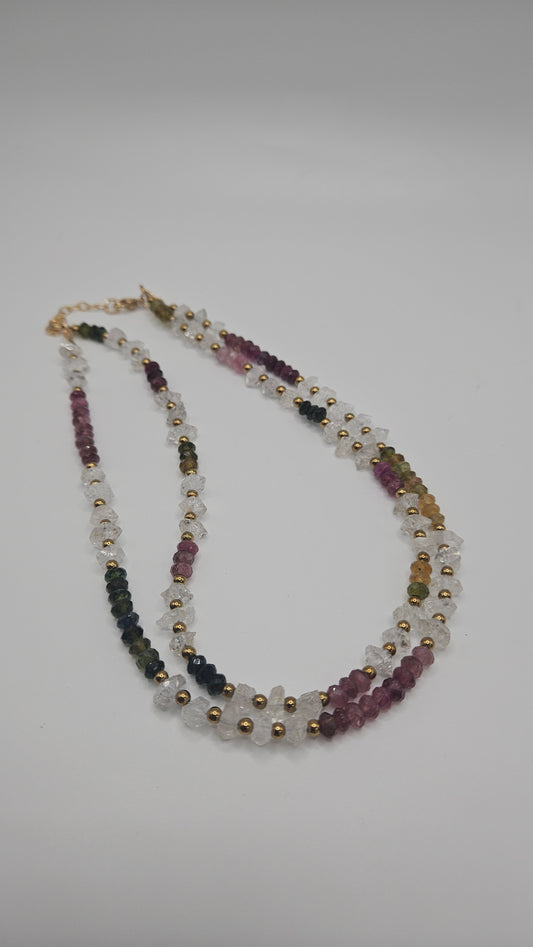 GF Herkimer Diamond & Tourmaline Necklace
