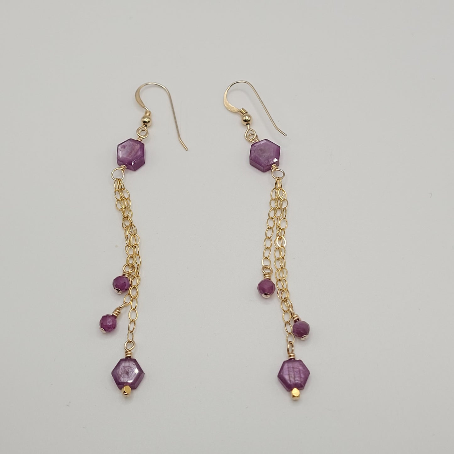 Gold Filled Star Ruby Earrings