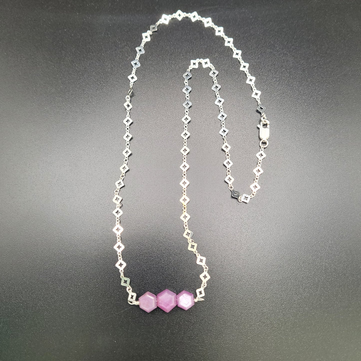 Sterling Silver Tripple Star Ruby Necklace