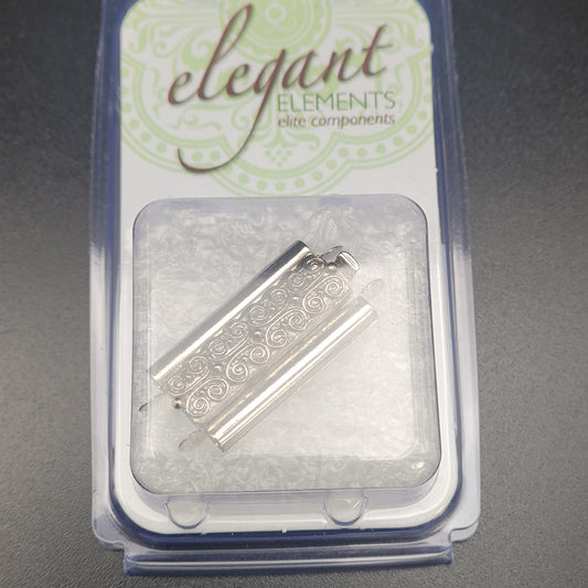 10MM X 24MM ANTIQUE silver BEADSLIDE BOX CLASP CROSS HATCH