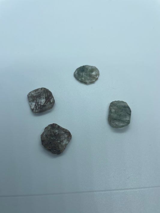 17mm Rutilated Lodolite  Rough Slice Single Bead.