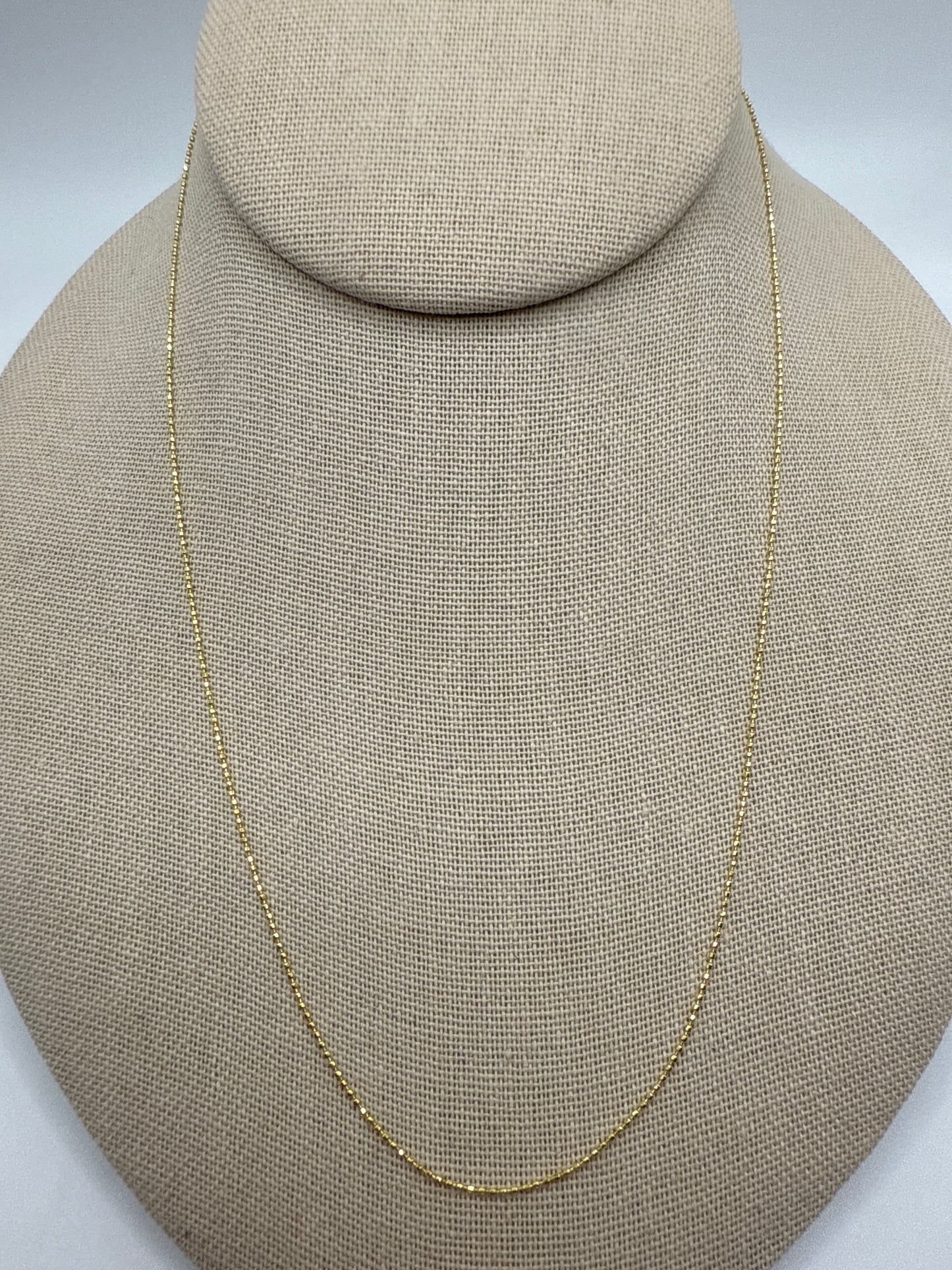 18” 14k Gold Faceted Ball Chain 1mm.