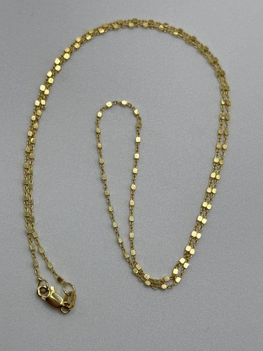 18” 14k Gold Square Bead Chain.