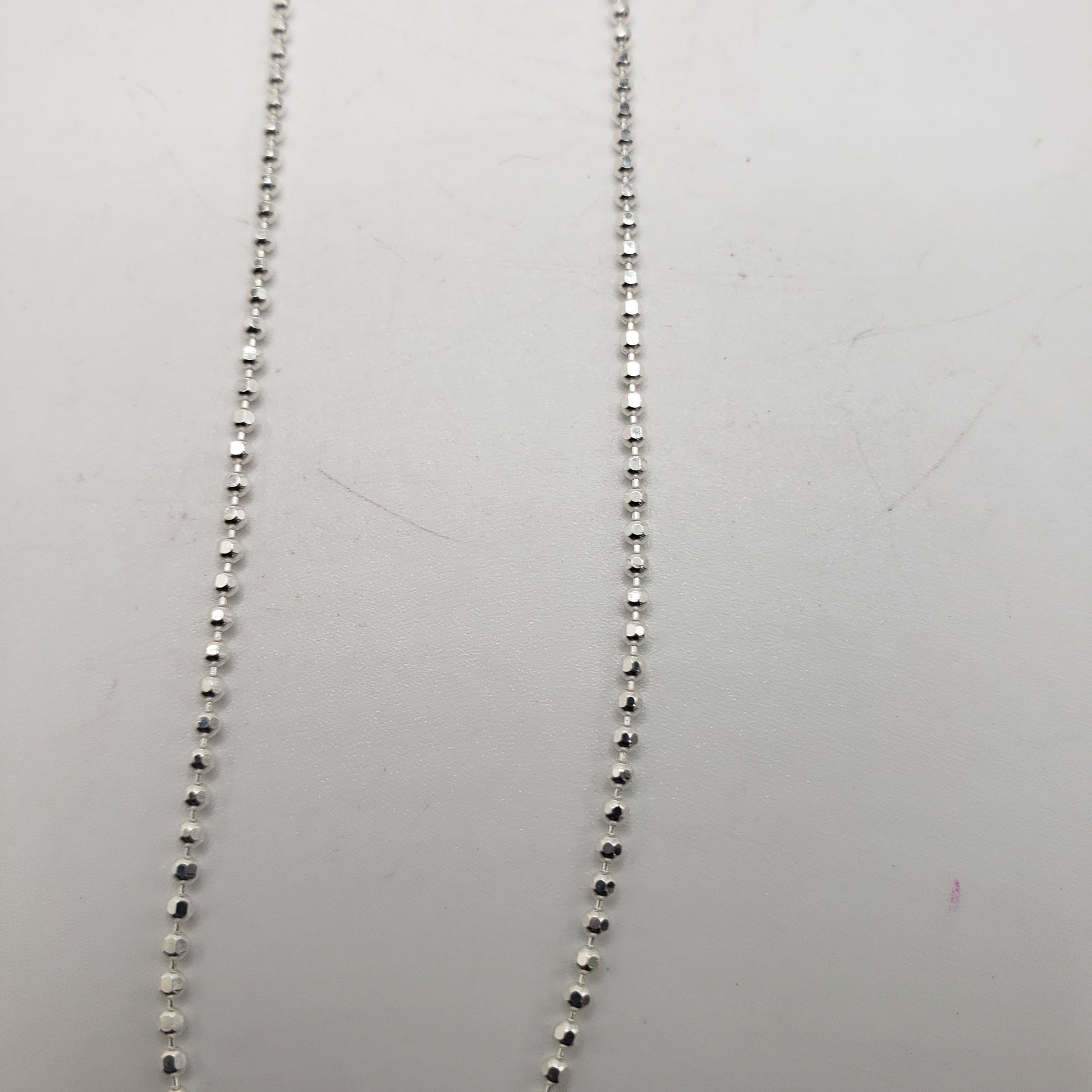 18 Inch Sterling Silver Small Ball Chain Faceted.