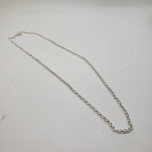 18 Inches Sterling Silver Round Link Chain.