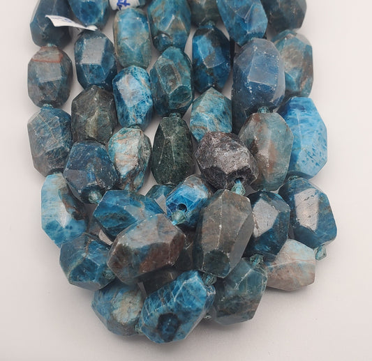 18 to 25mm Apatite Chunks Faceted Bead Strand.