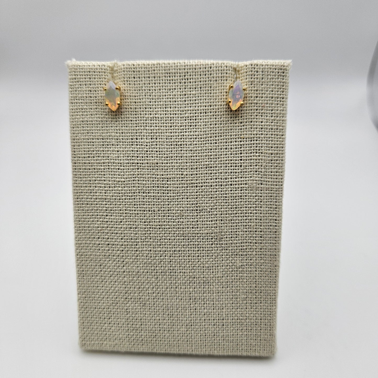 18k Gold Plated Sterling Silver Ethiopian Opal Stud Earrings.