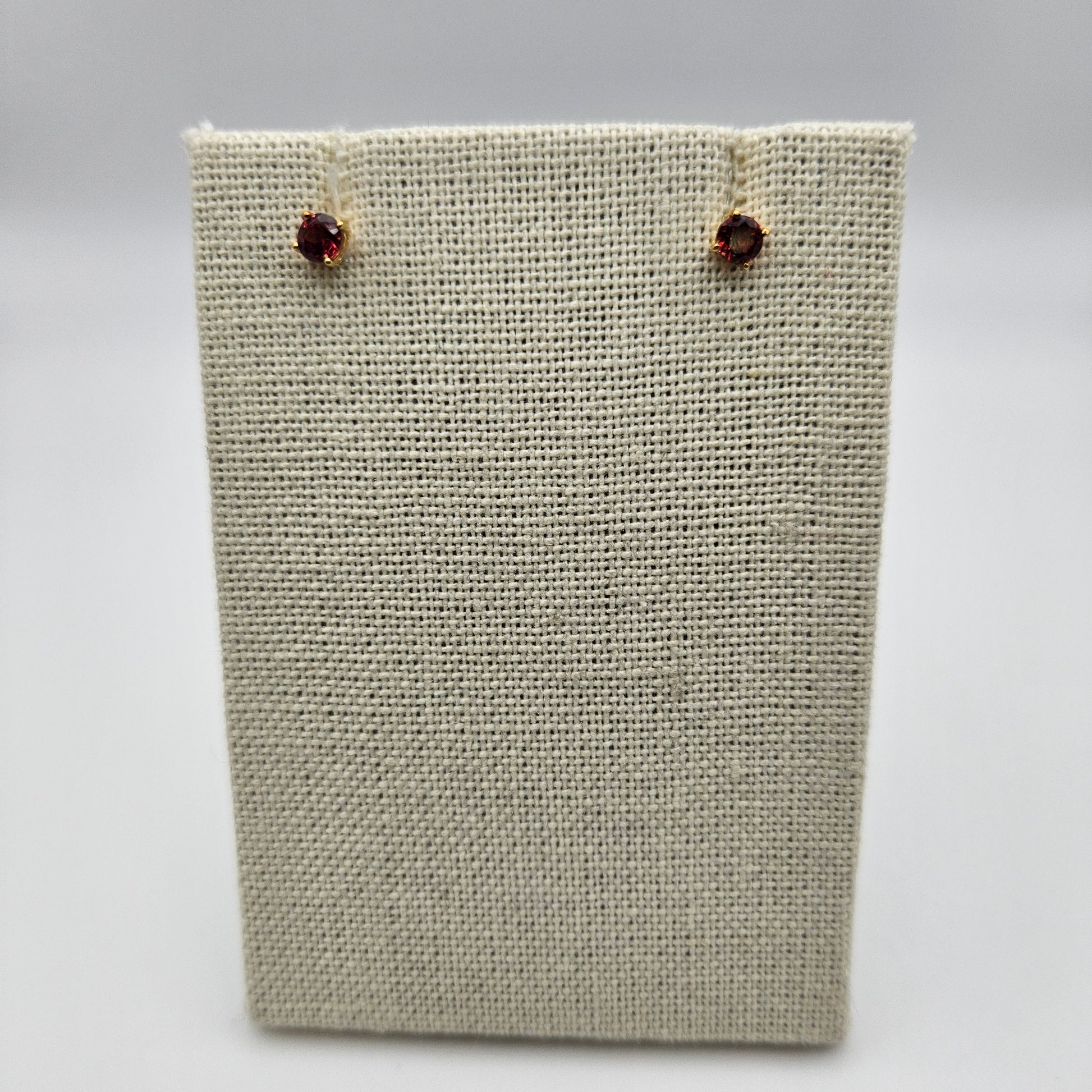 18k Gold Plated Sterling Silver Garnet Stud Earrings