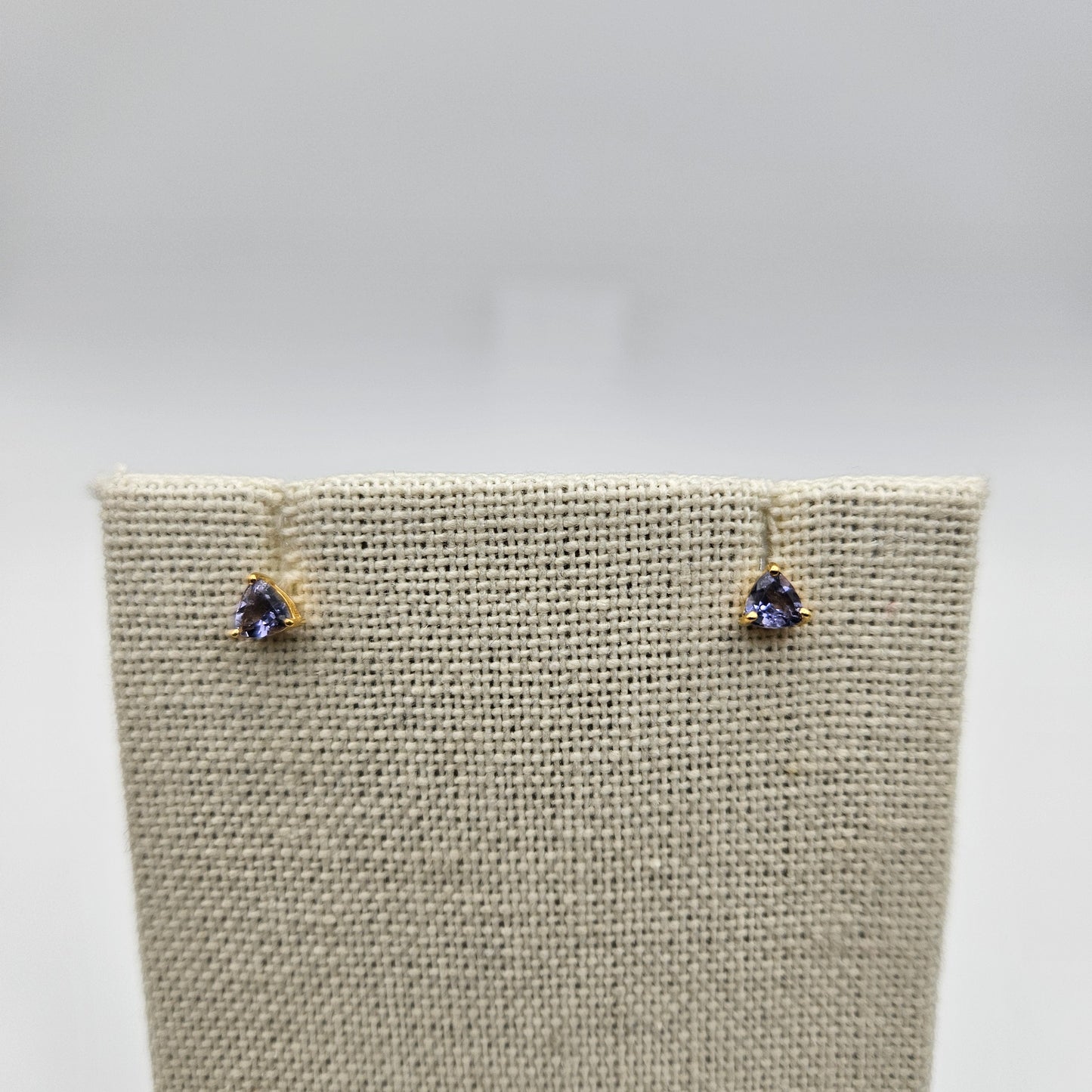 18k Gold Plated Sterling Silver Iolite Stud Earrings.