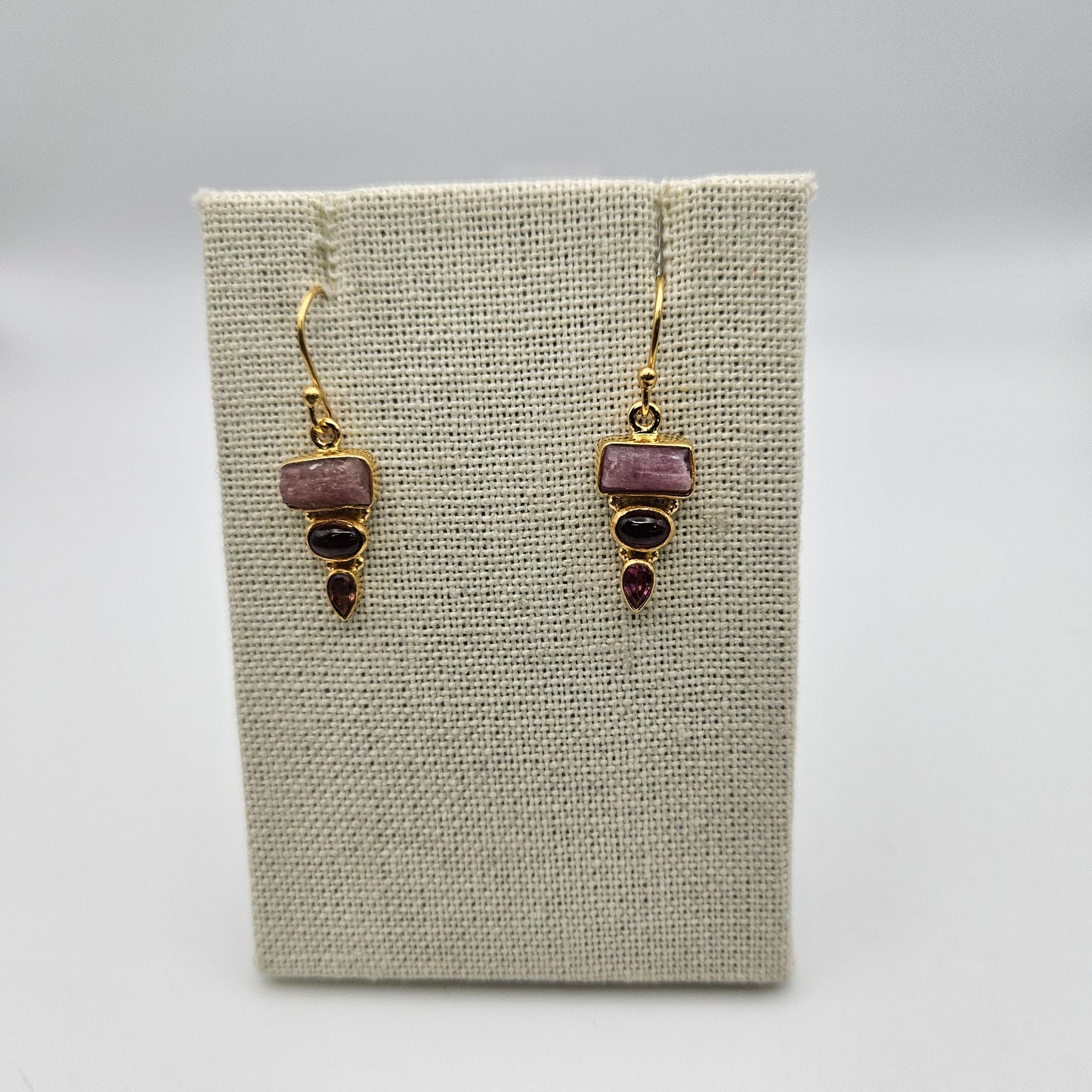 18k Gold Plated Sterling Silver 3 Stone Combo Earrings.