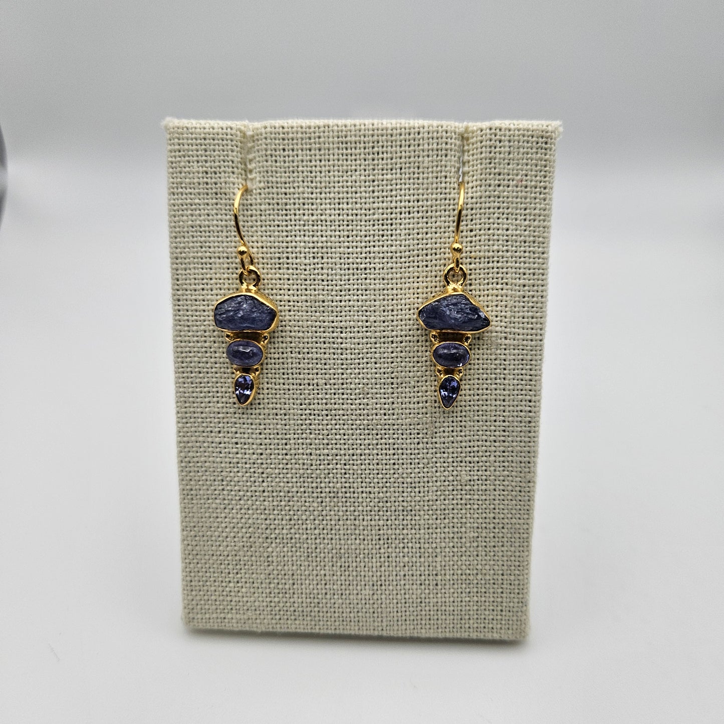 18k Gold Plated Sterling Silver 3 Stone Combo Earrings.