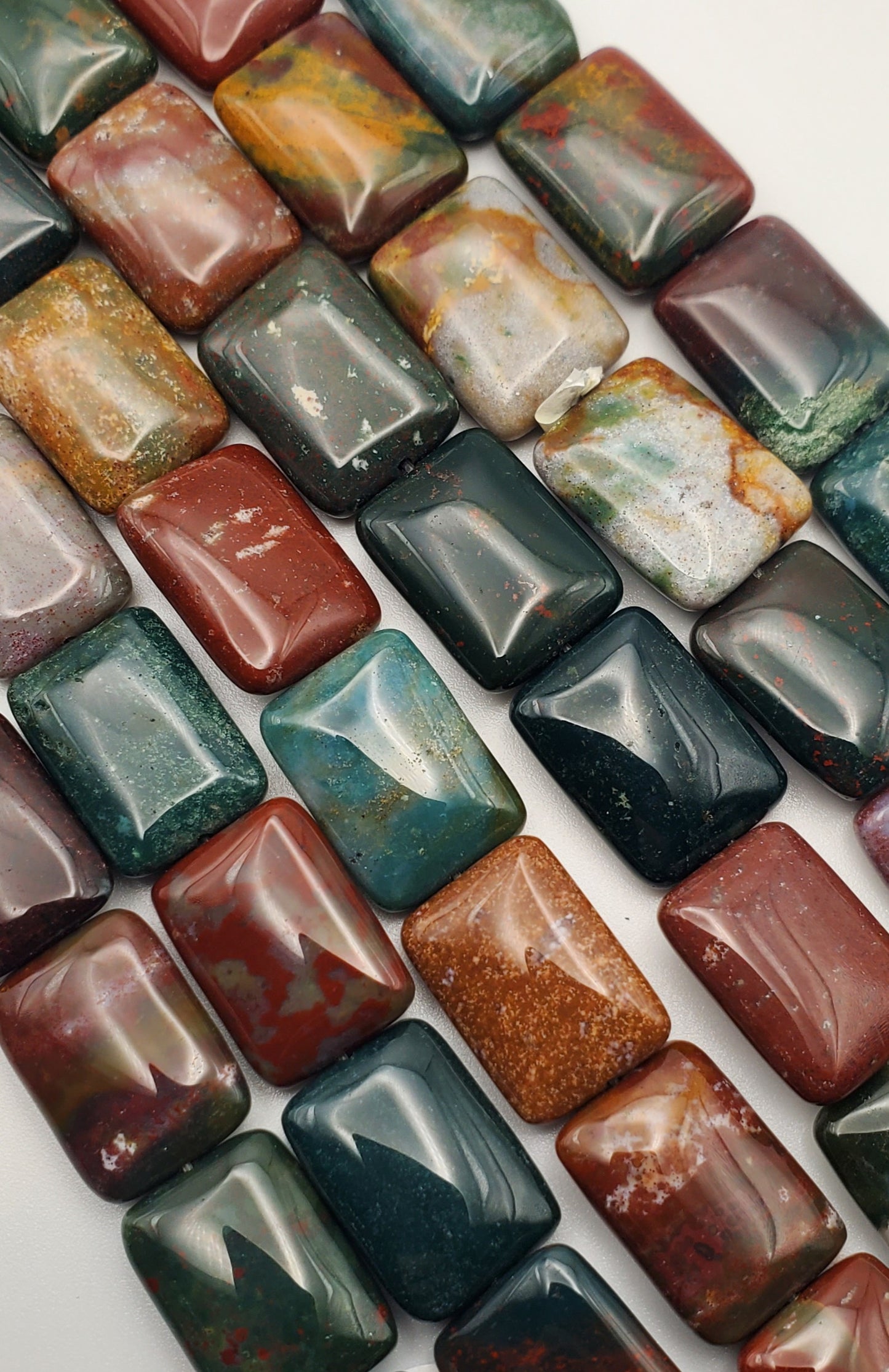 18mm Ocean Jasper Square Bead Strand.