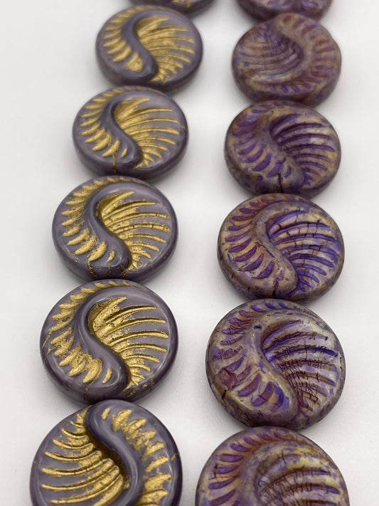 18mm Purple Wave Czech Glass Bead Strand.