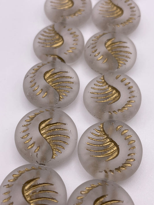 18mm Semi Transparent Wave Czech 
 Glass Bead Strand.