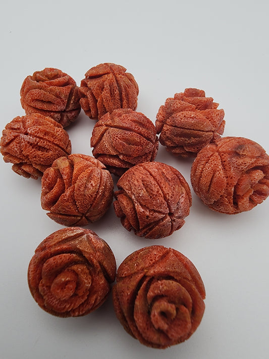 18mm Sponge Coral Flower Carved Single Bead.