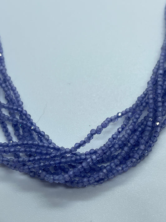 1mm Tanzanite Round Faceted Bead Strand.