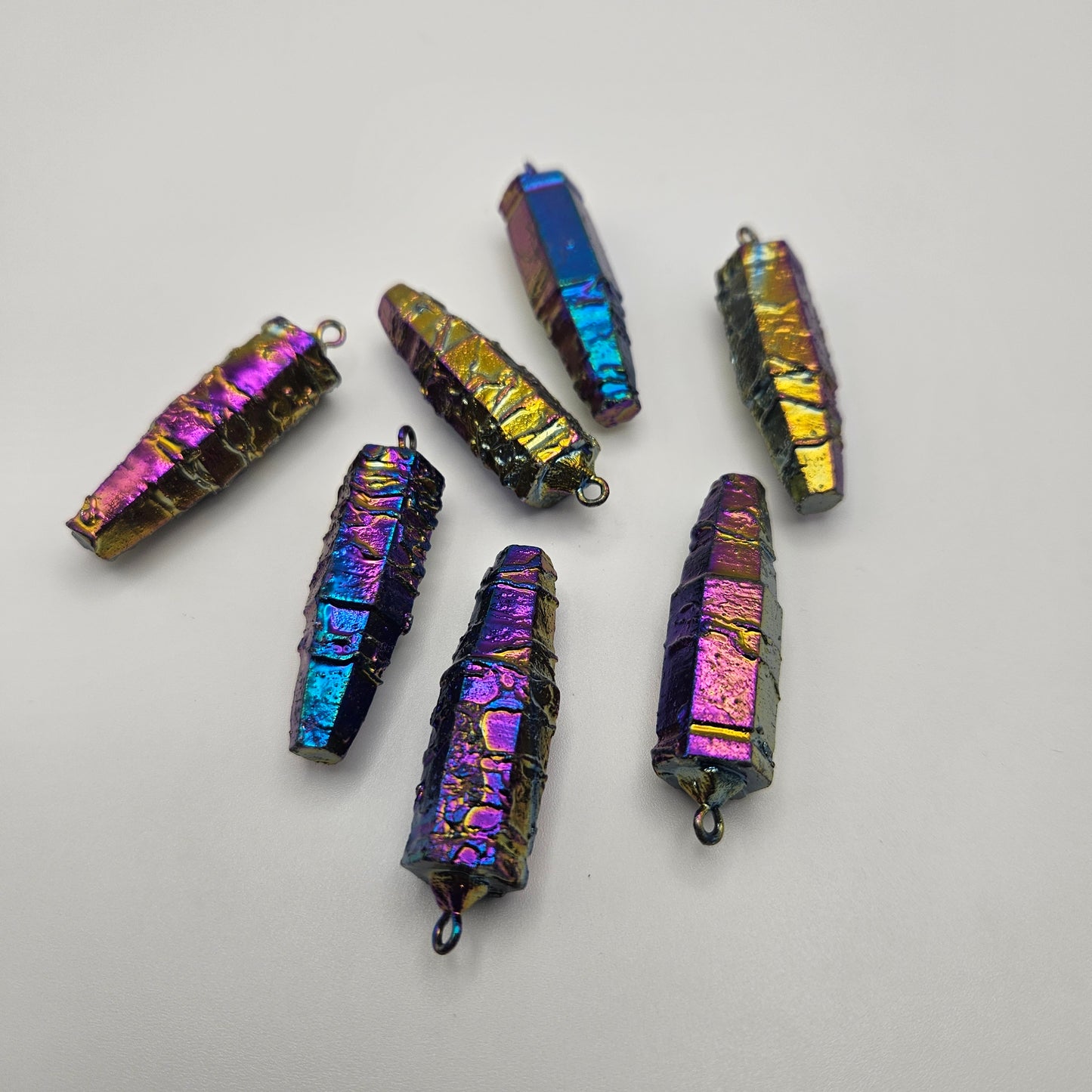 2 Inch Titanium Dipped Quartz Point Pendant.
