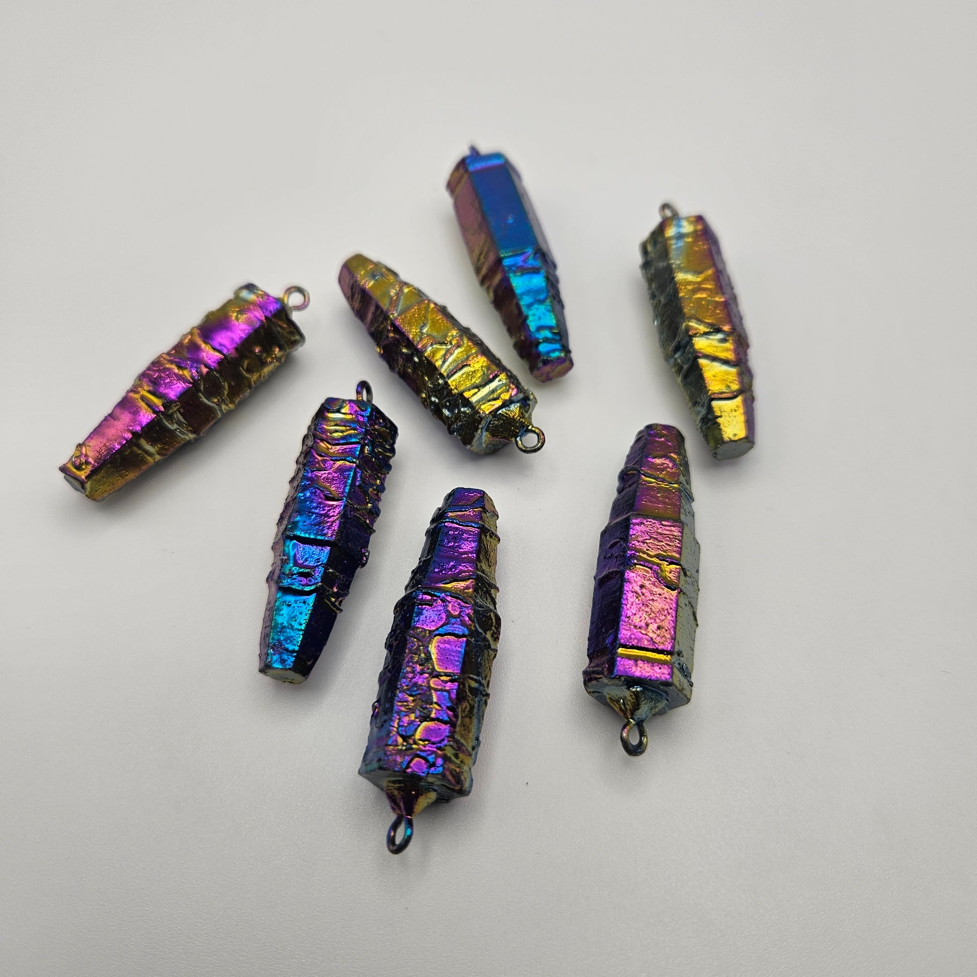 2 Inch Titanium Dipped Quartz Point Pendant.