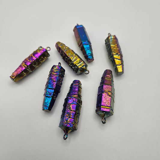2 Inch Titanium Dipped Quartz Point Pendant.
